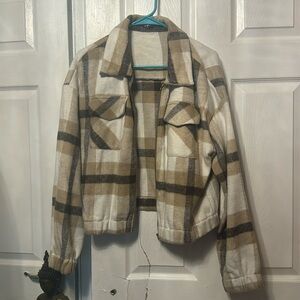 Flannel Crop Top Coat
